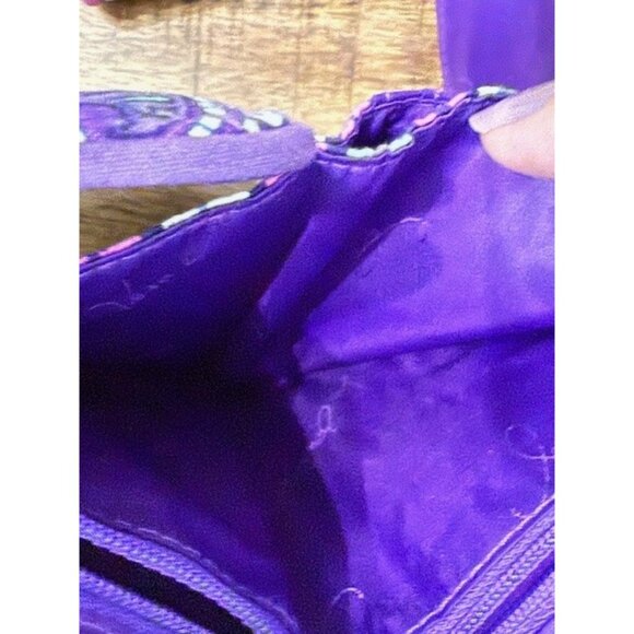 Vera Braldey Trifold Wallet Pocket Coin Case Lilac Tapestry Purple Flap Zipper - Picture 10 of 15